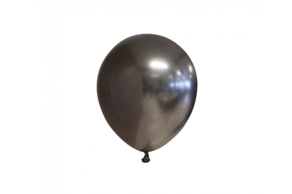20 stk Latex Ballon Chrome Mirror Rund - Grå 12 cm.