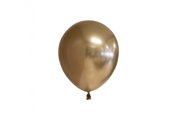 20 stk Latex Ballon Chrome Mirror Rund - Guld 12 cm. 