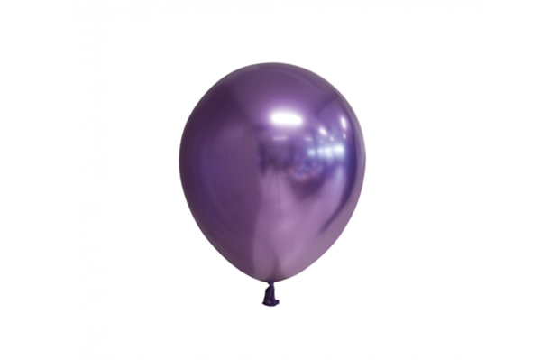 20 stk Latex Ballon Chrome Mirror Rund - Lilla 12 cm. 
