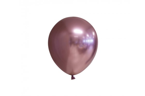 20 stk Latex Ballon Chrome Mirror Rund - Roseguld 12 cm. 