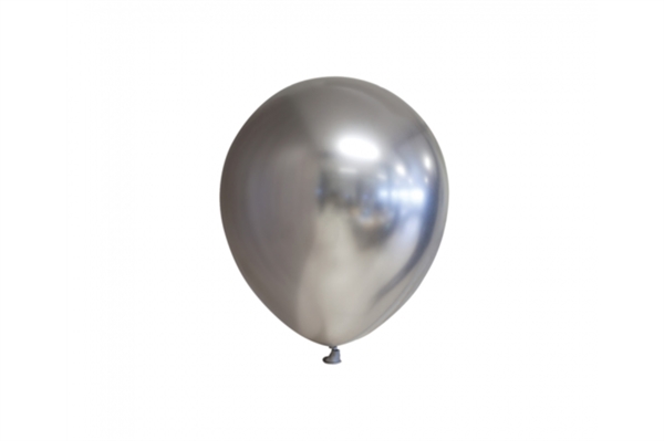 20 stk Latex Ballon Chrome Mirror Rund - Sølv 12 cm. 