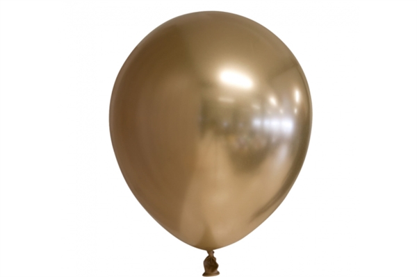 10 stk Latex Ballon Chrome Mirror Rund - Guld 30 cm. 