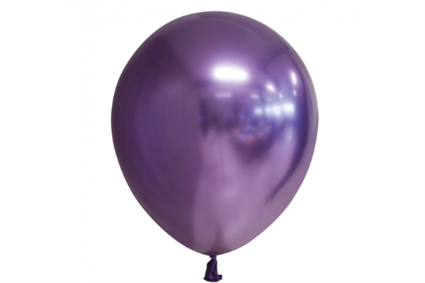 10 stk Latex Ballon Chrome Mirror Rund - Lilla 30 cm.