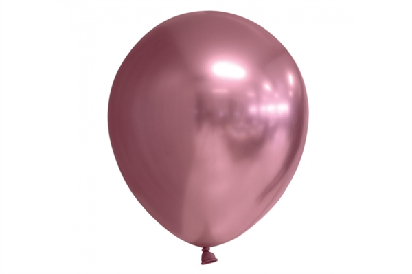 10 stk Latex Ballon Chrome Mirror Rund - Pink 30 cm. 