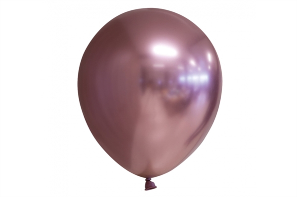 10 stk Latex Ballon Chrome Mirror Rund - Roseguld 30 cm. 