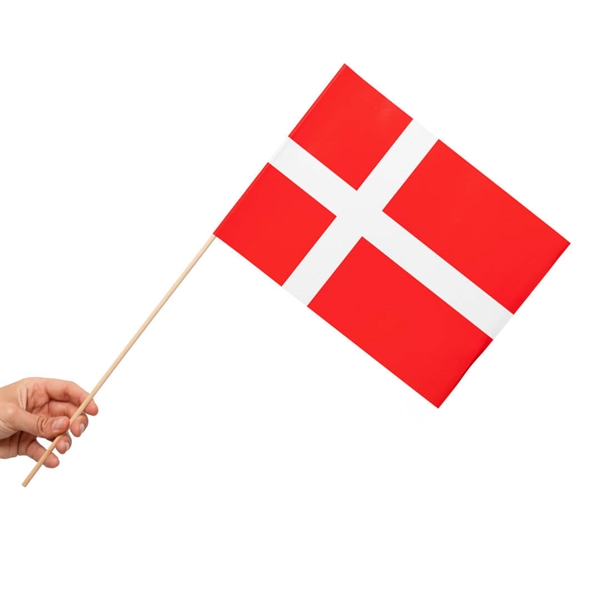 Papirsflag på pind 10 stk. Danmark