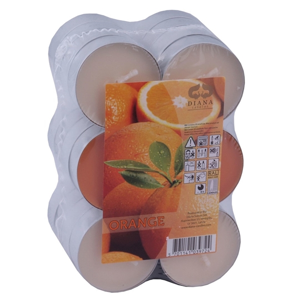 Fyrfadslys duftlys 24 stk. 4 timers Orange Appelsin