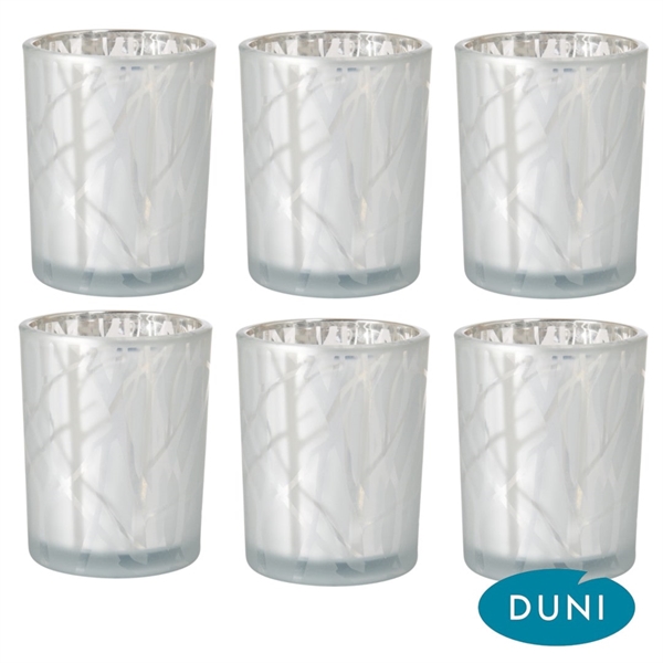 Duni 6-pak Lysestage Shimmer Frosted Glas Hvid 