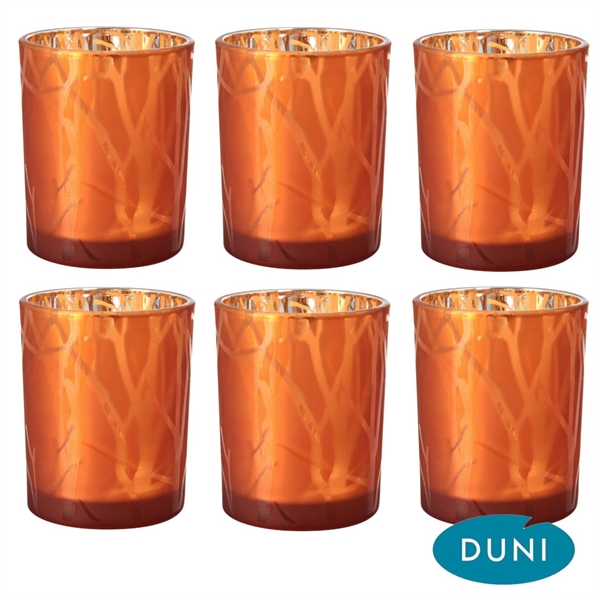 Duni 6-pak Lysestage Shimmer Frosted Glas Rust 