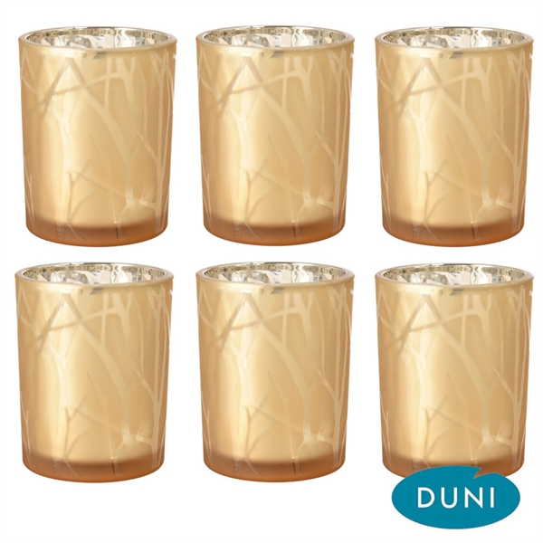 Duni 6-pak Lysestage Shimmer Frosted Glas Sand 