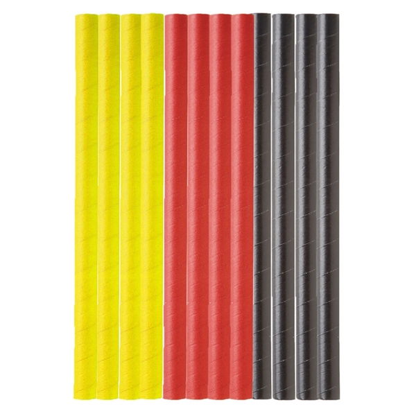 Duni Biopak sugerør gul/sort/rød 20 cm. 25 stk
