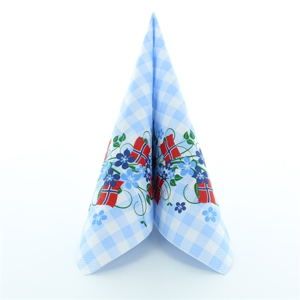 Frokostserviet 33x33 cm. blomsterranke Norge 20 stk.