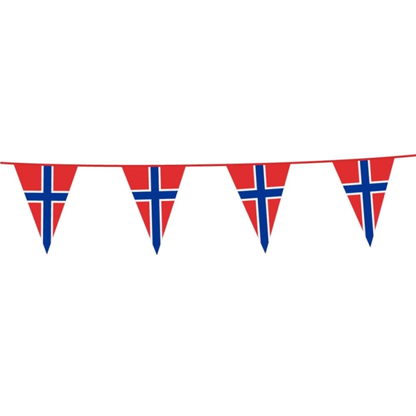 Vimpel Flagguirlande Norge 10 meter 20x30 cm.