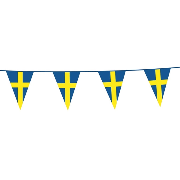 Vimpel Flagguirlande Sverige 10 meter 20x30 cm.