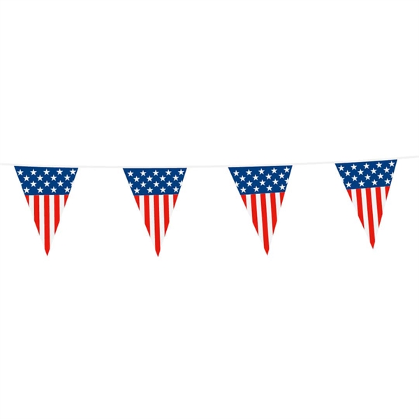 Vimpel Flagguirlande USA 10 meter 20x30 cm.