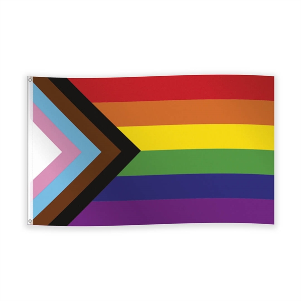 Flag i stof Regnbueflag Pride Progress 90x150 cm.