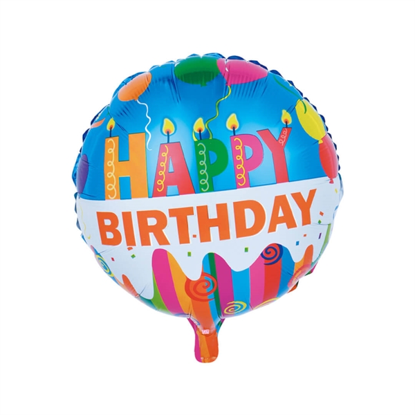 Folieballon rund 45 cm. Happy Birthday Balloons