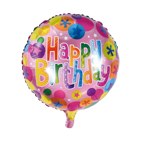 Folieballon rund 45 cm. Happy Birthday Confetti