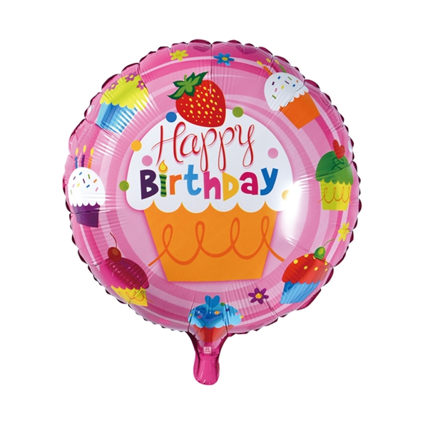 Folieballon rund 45 cm. Happy Birthday Cupcakes