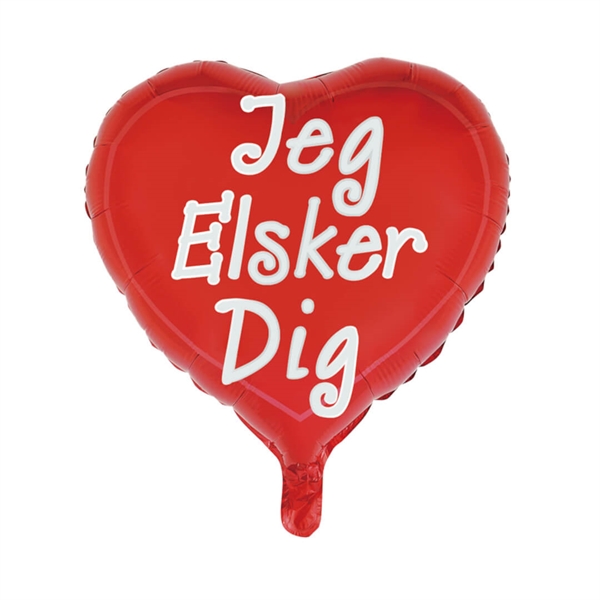 Folieballon 45 cm. Hjerte "jeg elsker dig"