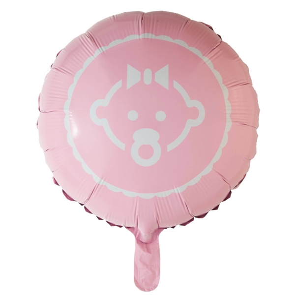 Folieballon rund 45 cm. Babygirl Lyserød