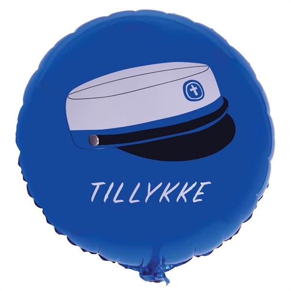 Folieballon Hue/Tillykke blå 45 cm. 1 stk