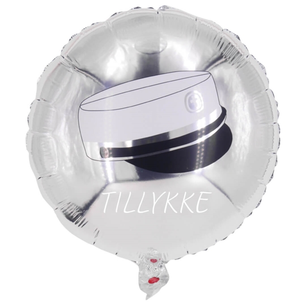 Folieballon rund Student Tillykke sølv 45 cm.