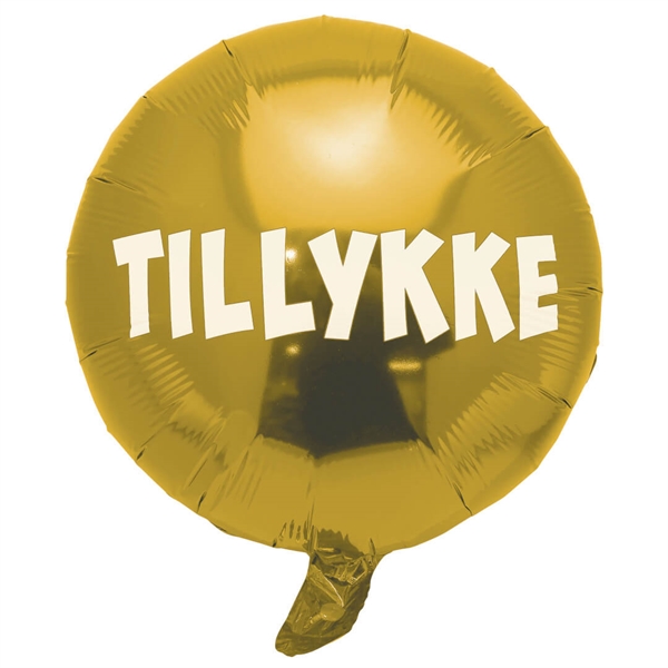 Folieballon Rund TILLYKKE Ø 44 cm. Guld