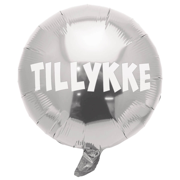 Folieballon Tillykke sølv 45 cm.