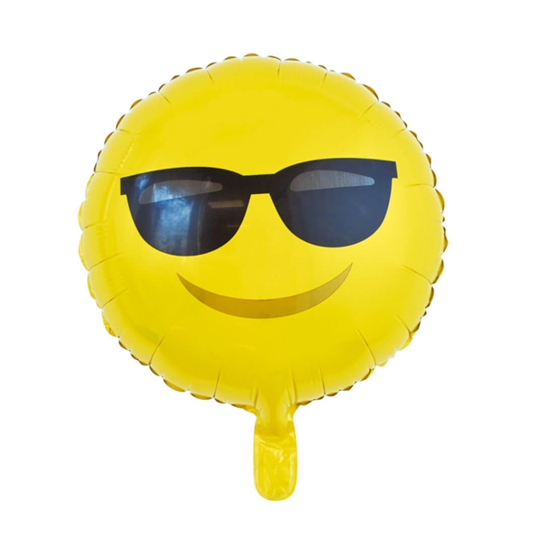 Folieballon rund 45 cm. Emoji Solbriller