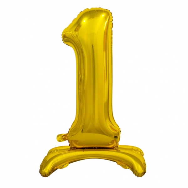 1 tal guld stående folieballon 74 cm.