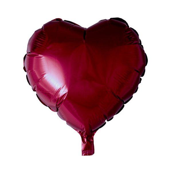 Folieballon  - hjerteformet 45 cm - bordeaux