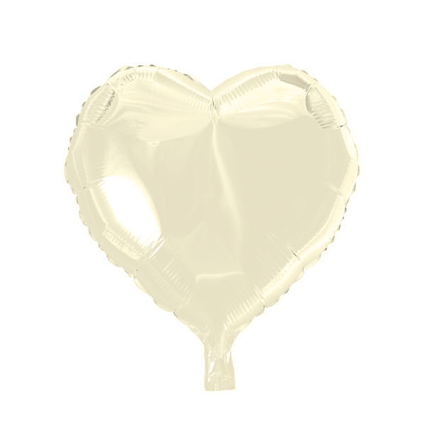 Folieballon  - hjerteformet 45 cm - elfenben