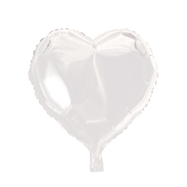 Folieballon  - hjerteformet 45 cm - hvid