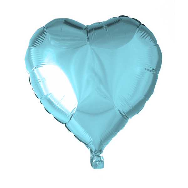 Folieballon  - hjerteformet 45 cm - lyseblå