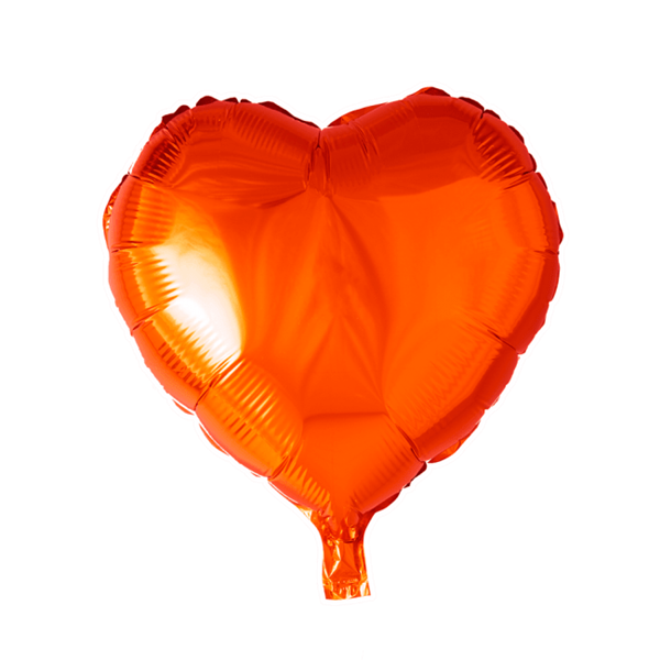 Folieballon  - hjerteformet 45 cm - orange