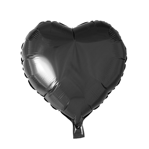 Folieballon  - hjerteformet 45 cm - sort