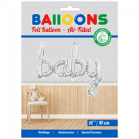 Folieballon  - "ét ord" baby 40 cm sølv