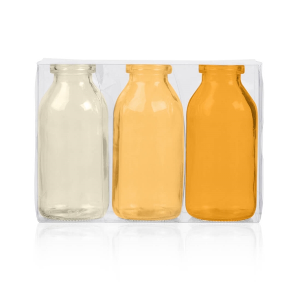 3-pak små glasvarer gul/orange 10 cm.