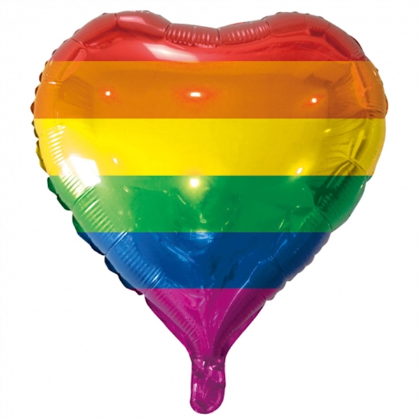 Hjerteballon regnbuefarvet 46 cm.