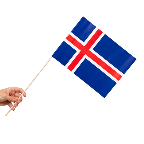 Papirsflag på pind 10 stk. Island