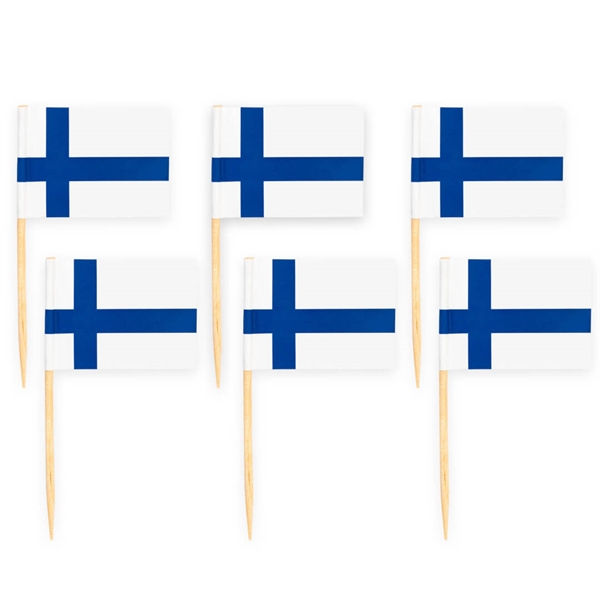 Kageflag på træpind 50 stk Finland