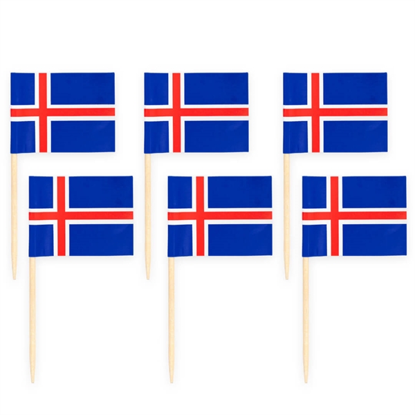 Kageflag på træpind 50 stk Island
