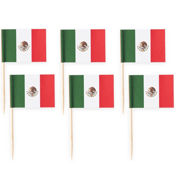 Kageflag på træpind 50 stk Mexico