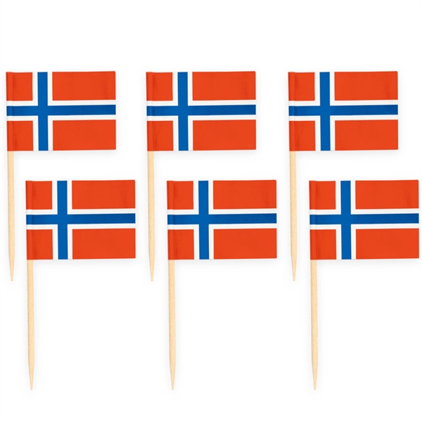 Kageflag på træpind 50 stk Norge