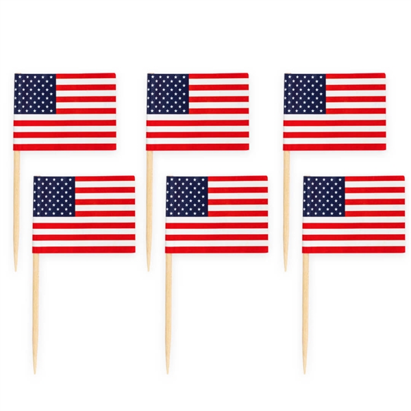 Kageflag på træpind 50 stk USA