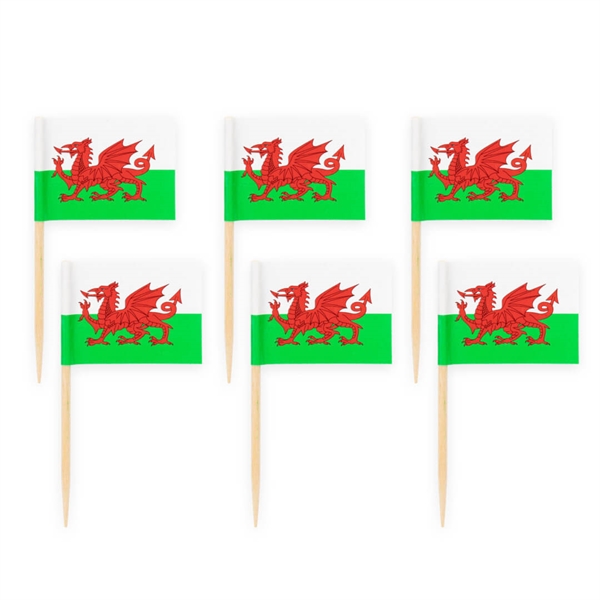 Kageflag på træpind 50 stk Wales