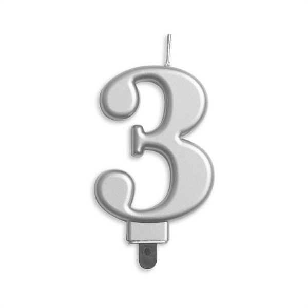 3 Tal Kagelys Metallic Sølv