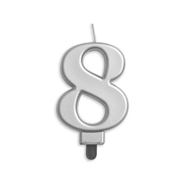8 Tal Kagelys Metallic Sølv