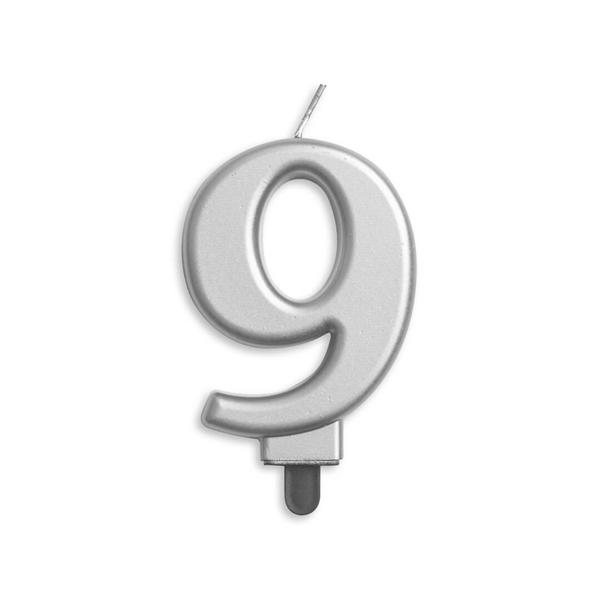 9 Tal Kagelys Metallic Sølv